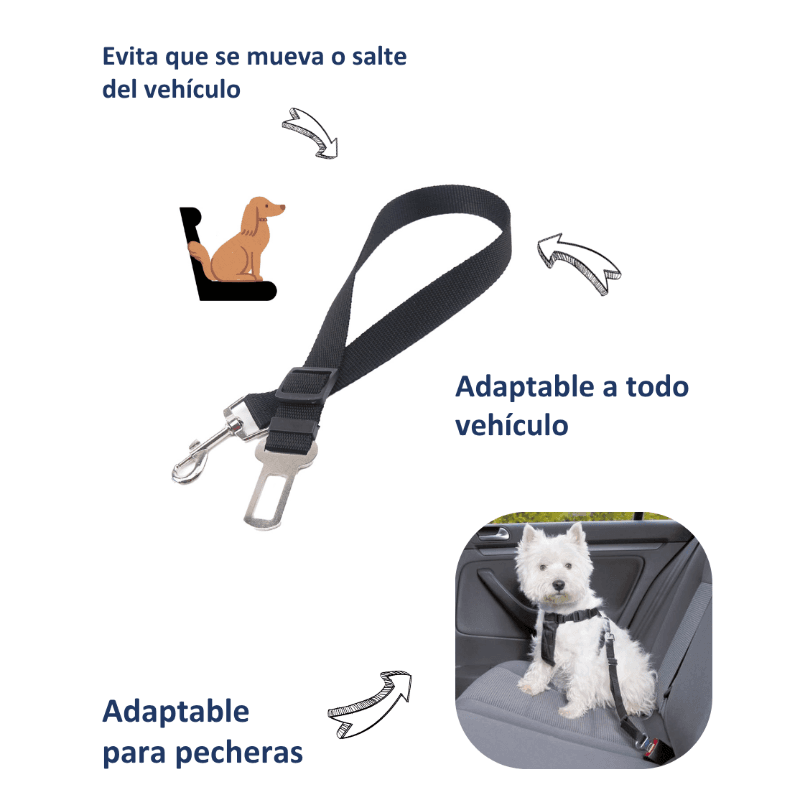 Cinturón de seguridad ajustable mascotas